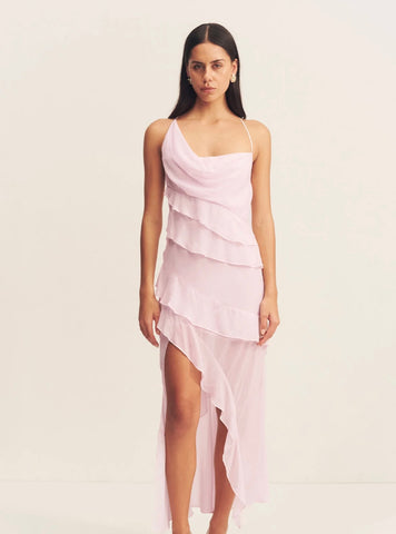 Amina Asymmetrical Ruffle Maxi Dress