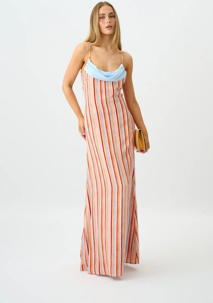 Draped Slip Dress | Blush Stripe