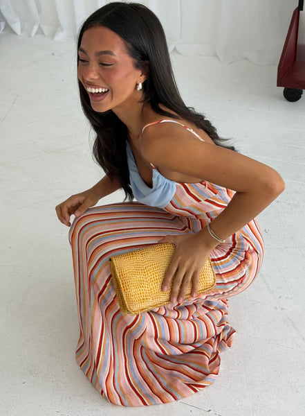 Draped Slip Dress | Blush Stripe