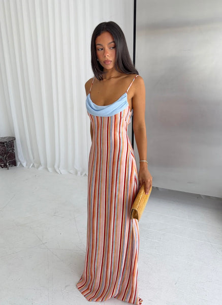Draped Slip Dress | Blush Stripe