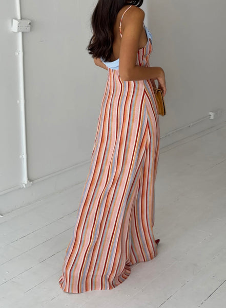 Draped Slip Dress | Blush Stripe