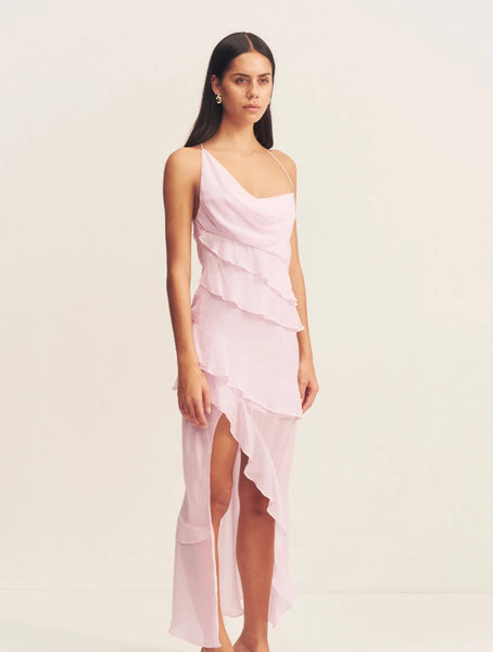 Amina Asymmetrical Ruffle Maxi Dress