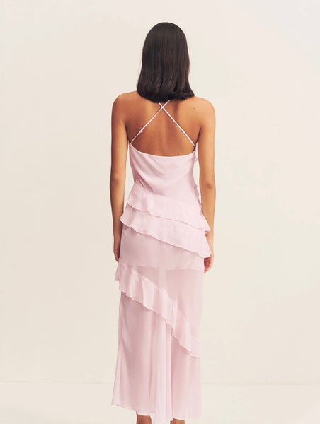 Amina Asymmetrical Ruffle Maxi Dress